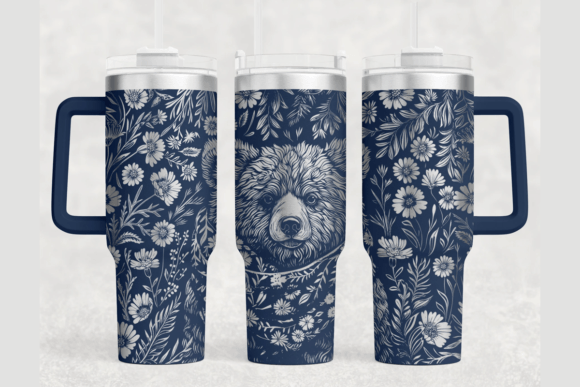 Bear Flower Tumbler Wrap
