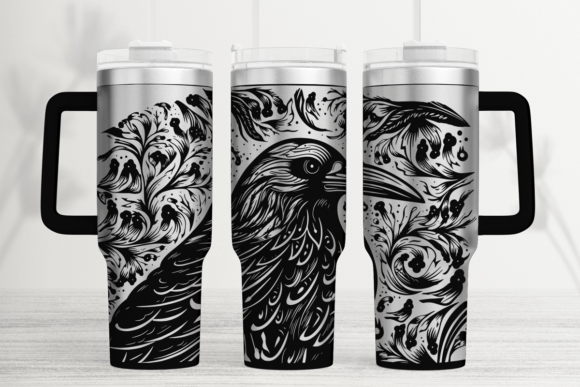 Black Raven Tumbler Wrap SVG