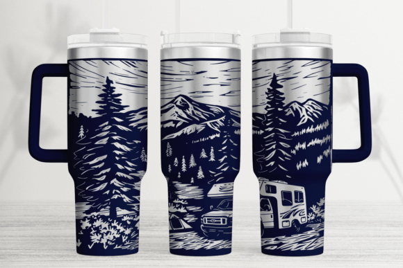 Camping Car 40oz Laser Tumbler Wrap SVG
