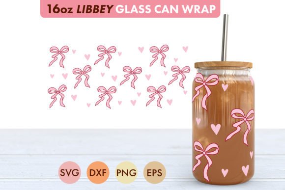 Coquette Pink Bow SVG PNG 16 Oz Libbey