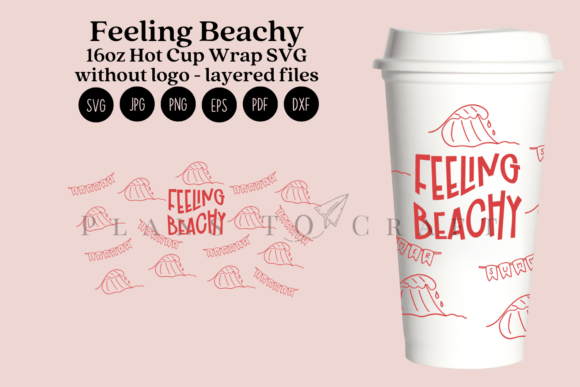 Feeling Beachy 16oz Hot Cup Wrap SVG