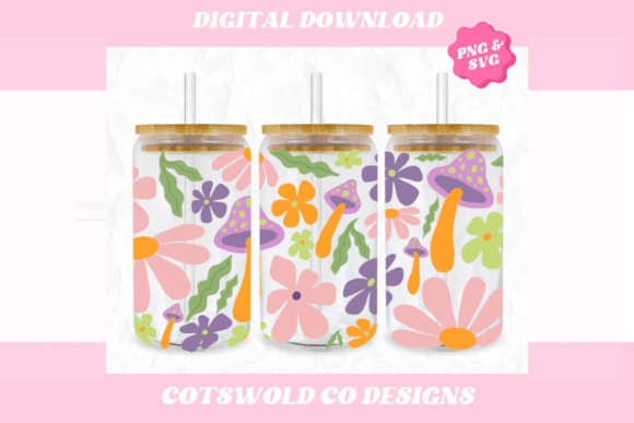 Groovy Aesthetic 16oz Cup Wrap PNG SVG