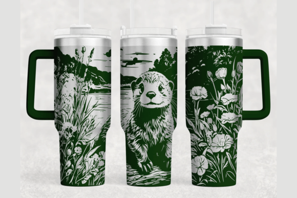 Otter 40oz Laser Tumbler Wrap SVG