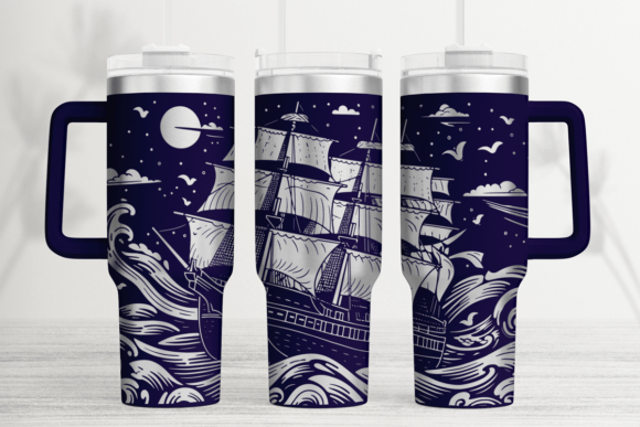 Pirate Ship 40oz Laser Tumbler Wrap SVG