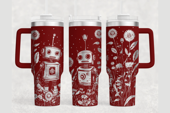 Robot 40oz Laser Tumbler Wrap SVG
