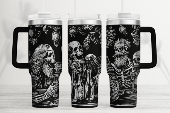 Skull Party 40oz Laser Tumbler Wrap SVG