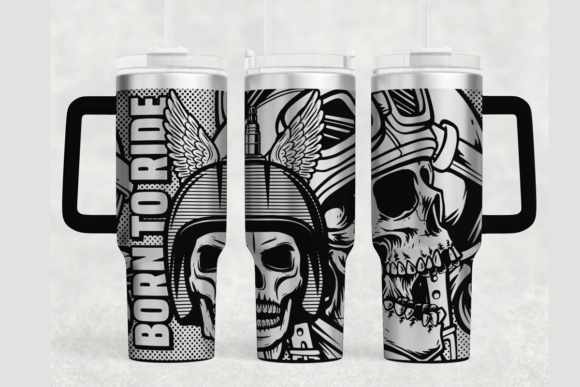 Skull Rider 40oz Laser Tumbler Wrap SVG