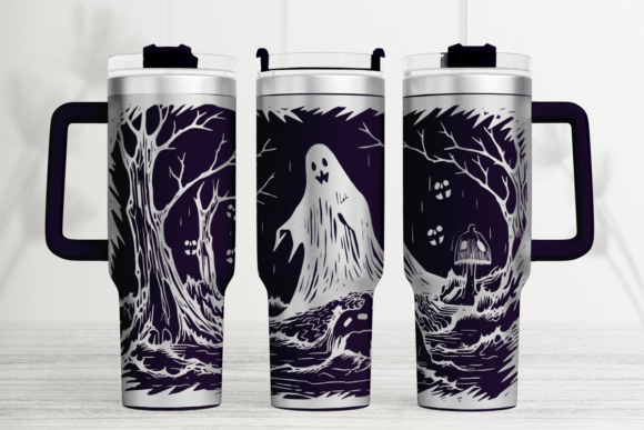 Spooky Ghost Tumbler Wrap SVG