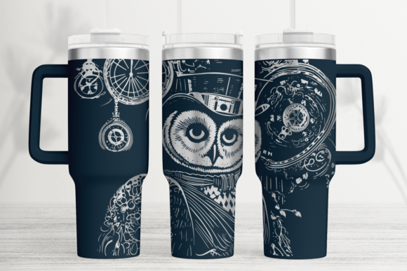 Steampunk Owl Laser Tumbler Wrap SVG