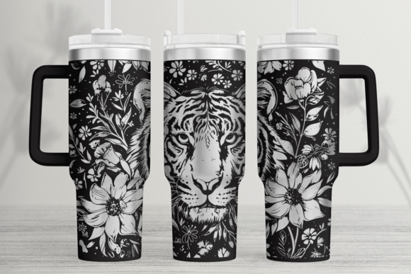 Tiger Floral 40oz Laser Tumbler Wrap SVG