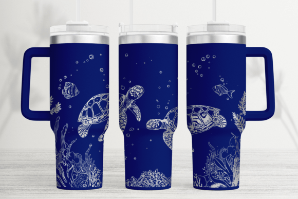 Turtle Sea 40oz Laser Tumbler Wrap SVG