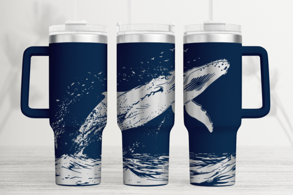 Whale Ocean 40oz Laser Tumbler Wrap SVG